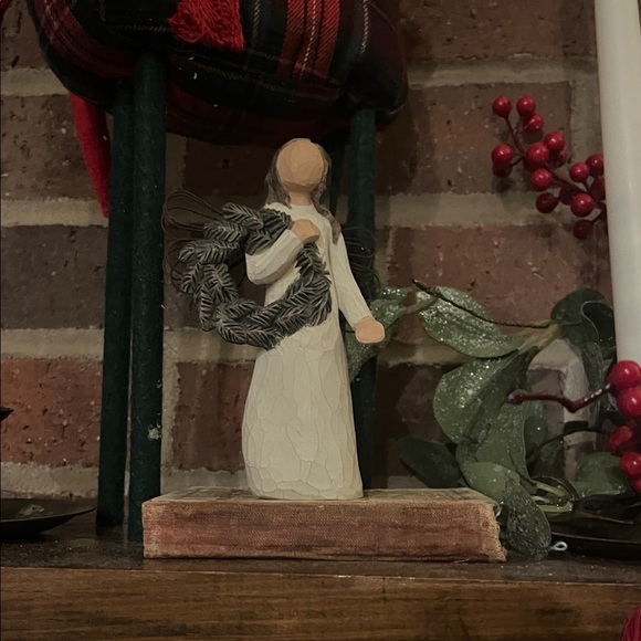 willow angel Other - Elegant Cream Angel Figurine with Wreath